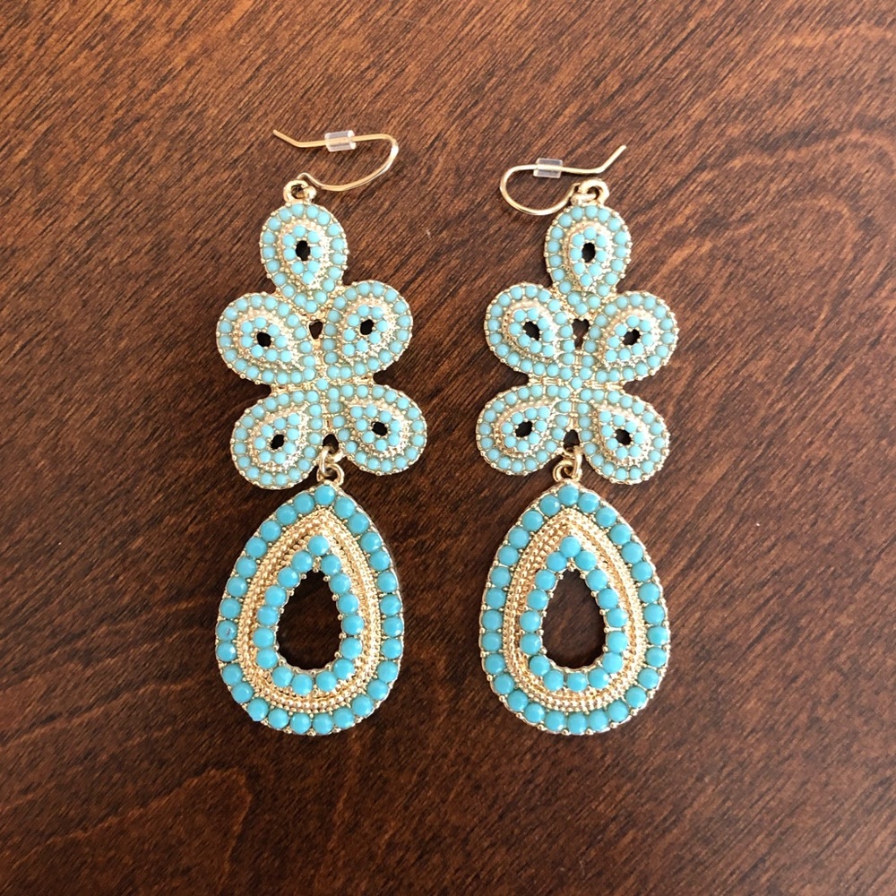 Stella & Dot Turquoise Capri Chandelier Earrings